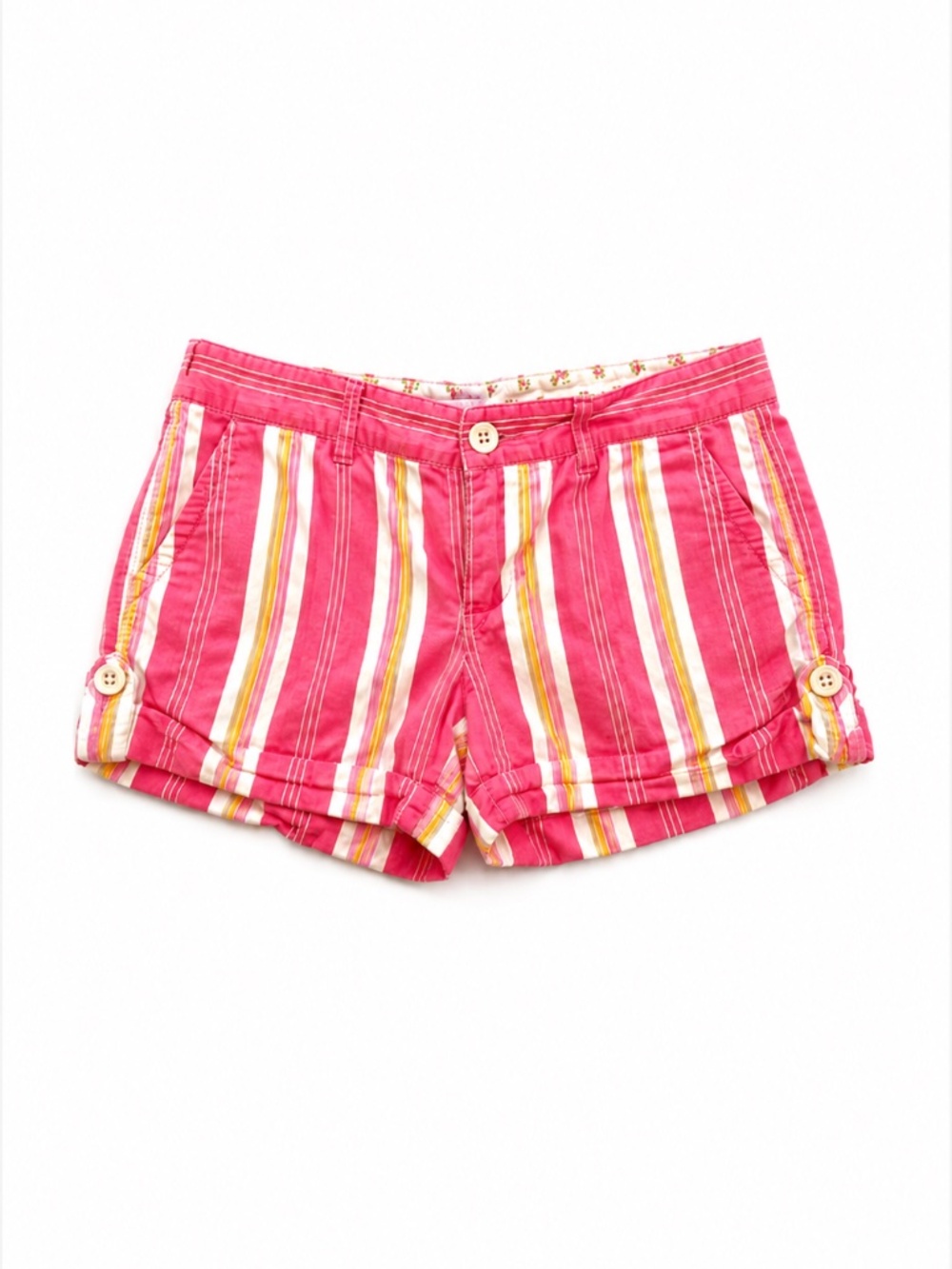 Vintage Victoria's Secret PINK Y2K Striped Shorts Size 2 | Rolled Cuff
